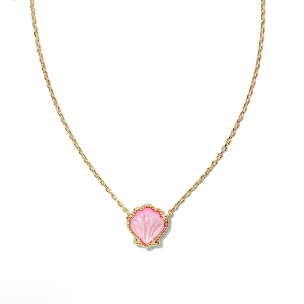 Kendra Scott Brynne Blush Ivory Mother--Pearl Gold Shell Pendant Necklace | NEW